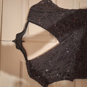 Black Lace Sequin Dress